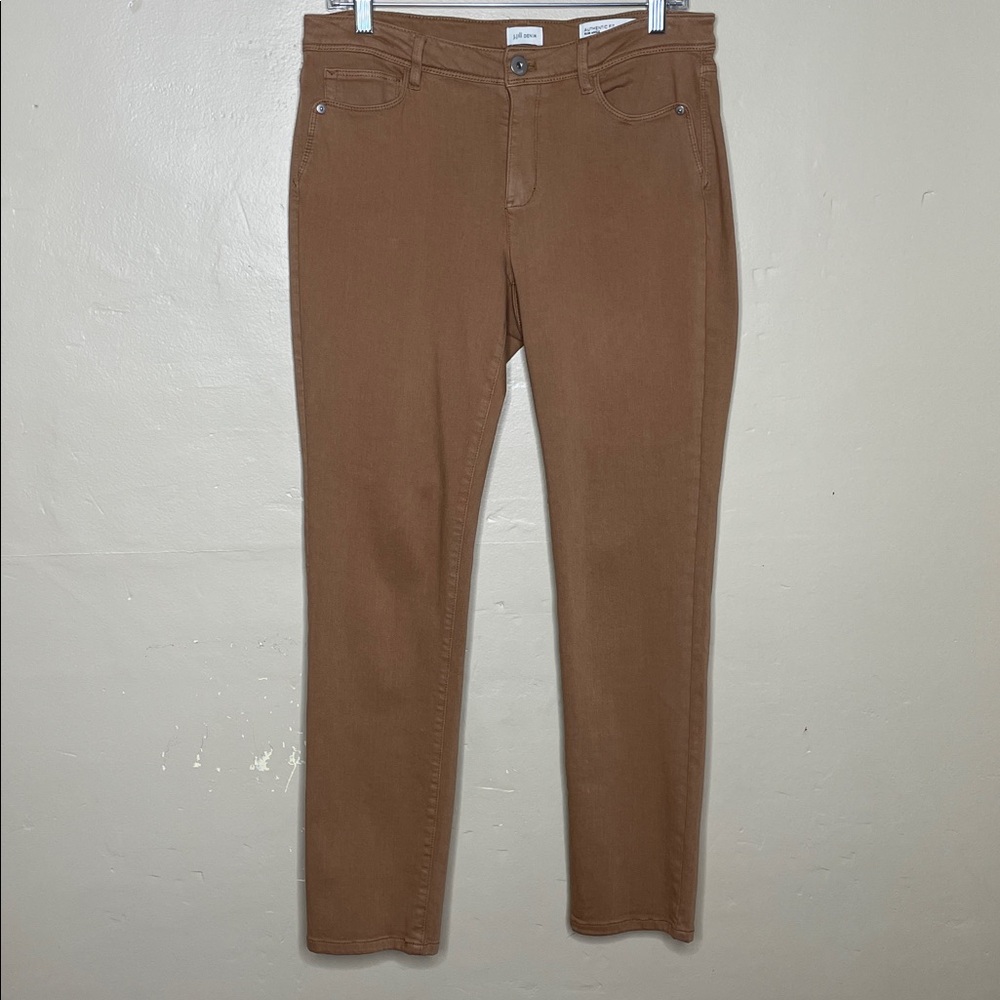 J JILL Denim Brown Authentic Fit Slim Ankle Work Casual Stretchy Mid Rise Jeans